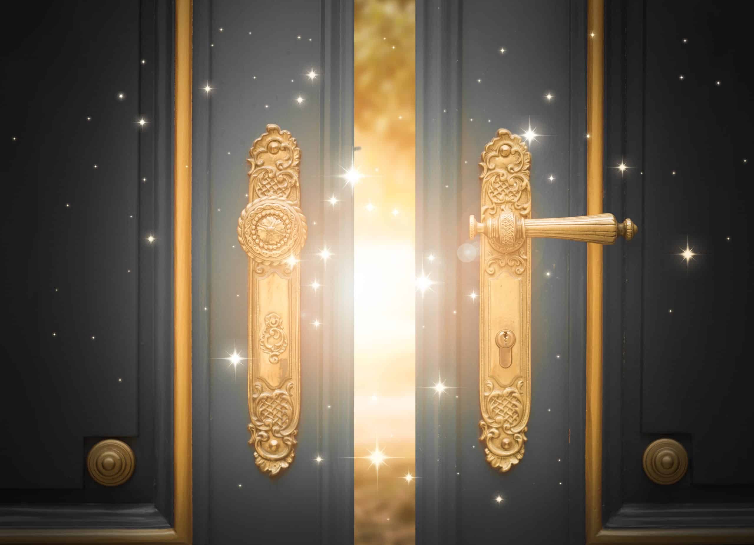 Open,Magic,Door,With,Shining,Light,And,Sparkles
